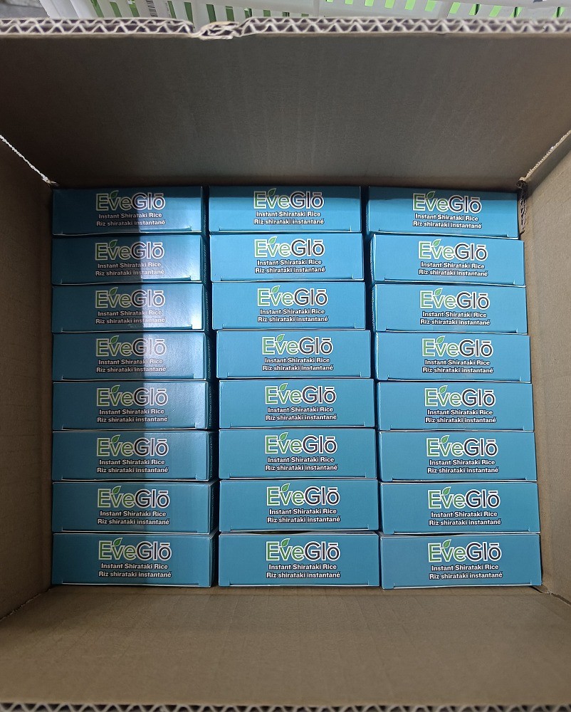 EveGlo Foods product displayed in a branded shipping box
